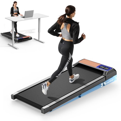 Walking Pad Treadmill, Portable Treadmills for Home, 2.5 HP Quiet Under Desk Treadmill with 5% Incline, 265 Lbs Capacity, 15" X 35.4" Running Belt Walking Pad, Home Office Walking