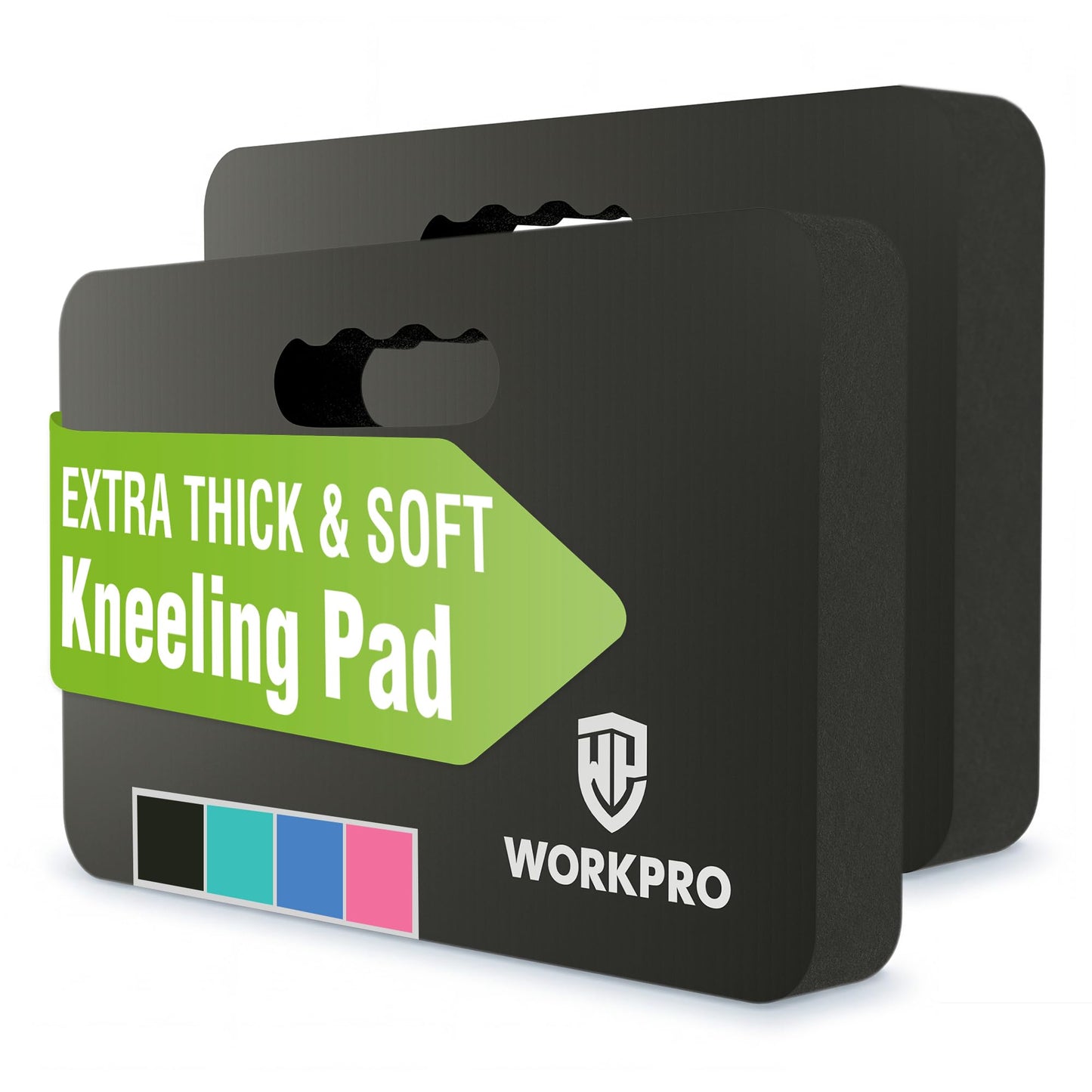 WORKPRO Extra Thick Kneeling Pad, 2 Pack, 17.5 x 11 x 1.5 in, Black