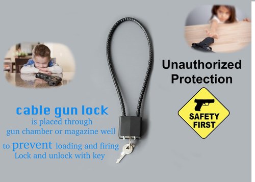 Lockforall 8.5" Cable Gun Locks with Keys-Hunting Sports, Keyed Alike Safe Lock CA DOJ Approved for Pistols, Handguns, Rifles, and Shotguns, Home, Storage Firearm Locking and Safety (2)