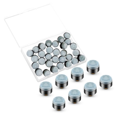 HaiFafafaing 30 Pcs Pool Stick Tips, Screw on Tip, 12mm and 13mm (15 Each) Pool Cue Tips Replacement Kit, Leather-Plastic-Metal Ferrules for Billiard Cues Accessories