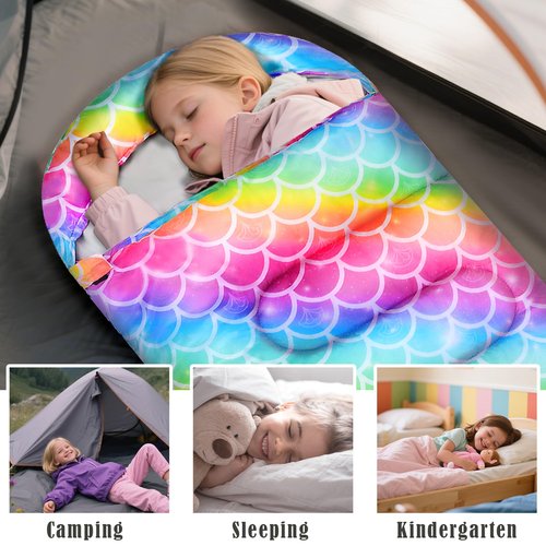Ausletie Camping Sleeping Bag for Kids Girls Boys,3 Season Warm Sleeping Bag Waterproof Portable for Outdoors Traveling,Camping