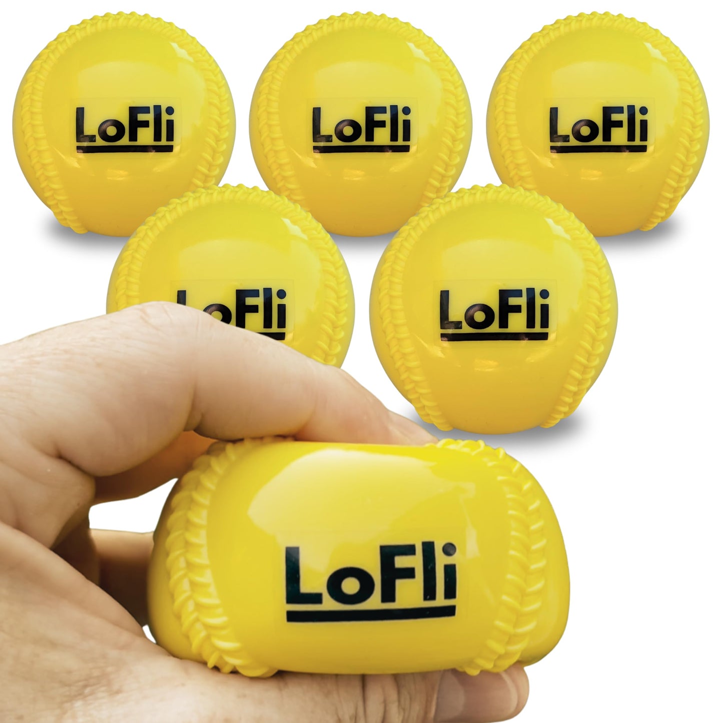 LoFli Practice Baseballs - Regulation Weight & Size, Reduced Flight - Safe Soft Training Balls for Backyard, Indoor & Small Space Use - Kids & Adults - 6 Balls