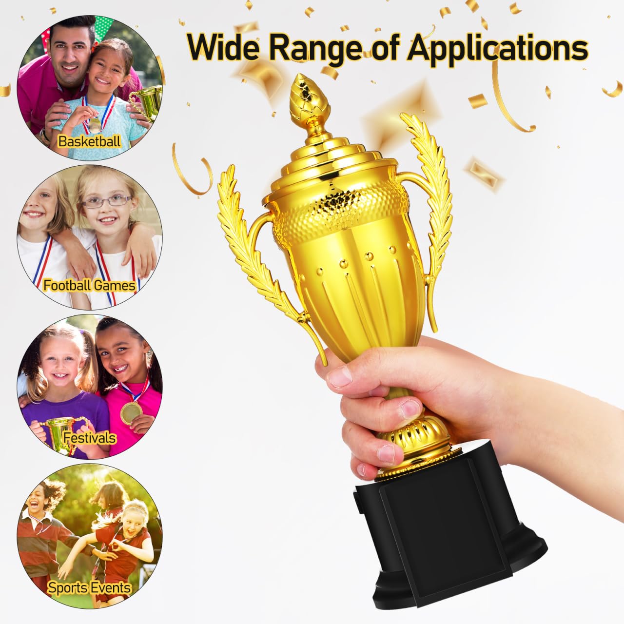 NOLITOY Large Gold Trophy Cup with Lid, 10.6 Inch Award Trophy for Soccer Football Sports Competitions, Office Decorations, and Outdoor Activities
