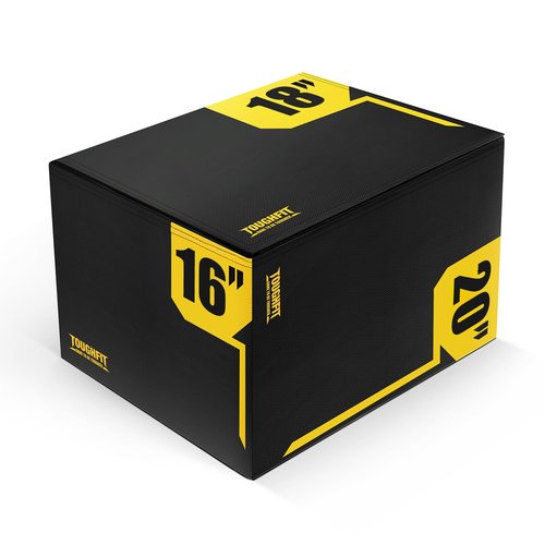 ToughFit Plyo Box - 3 in 1 Foam Plyometric Box - Jump Box for MMA, Crossfit - Adjustment Height Plyometric Jump Box for Home Gym - PVC Cover Platform & High-Density Workout Box (Small - 20"x18"x16")