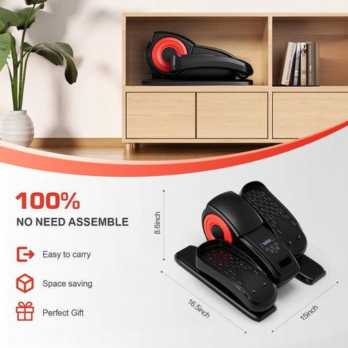 Under Desk Elliptical Machine Electric Leg Exerciser for Seniors Quiet Portable Electric Seated Pedal Exerciser for Home Adjustable Speed Remote Control & Display Monitor BlackSilver