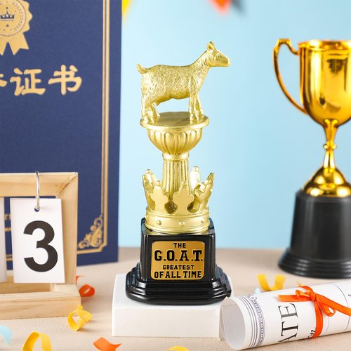 Landical Goat Trophy G. O. A. T Greatest of All Time Funny Trophy Appreciation Gift for Boss, Coworker, Friend League Winner Award Champion Recognition Gifts (Custom Text)