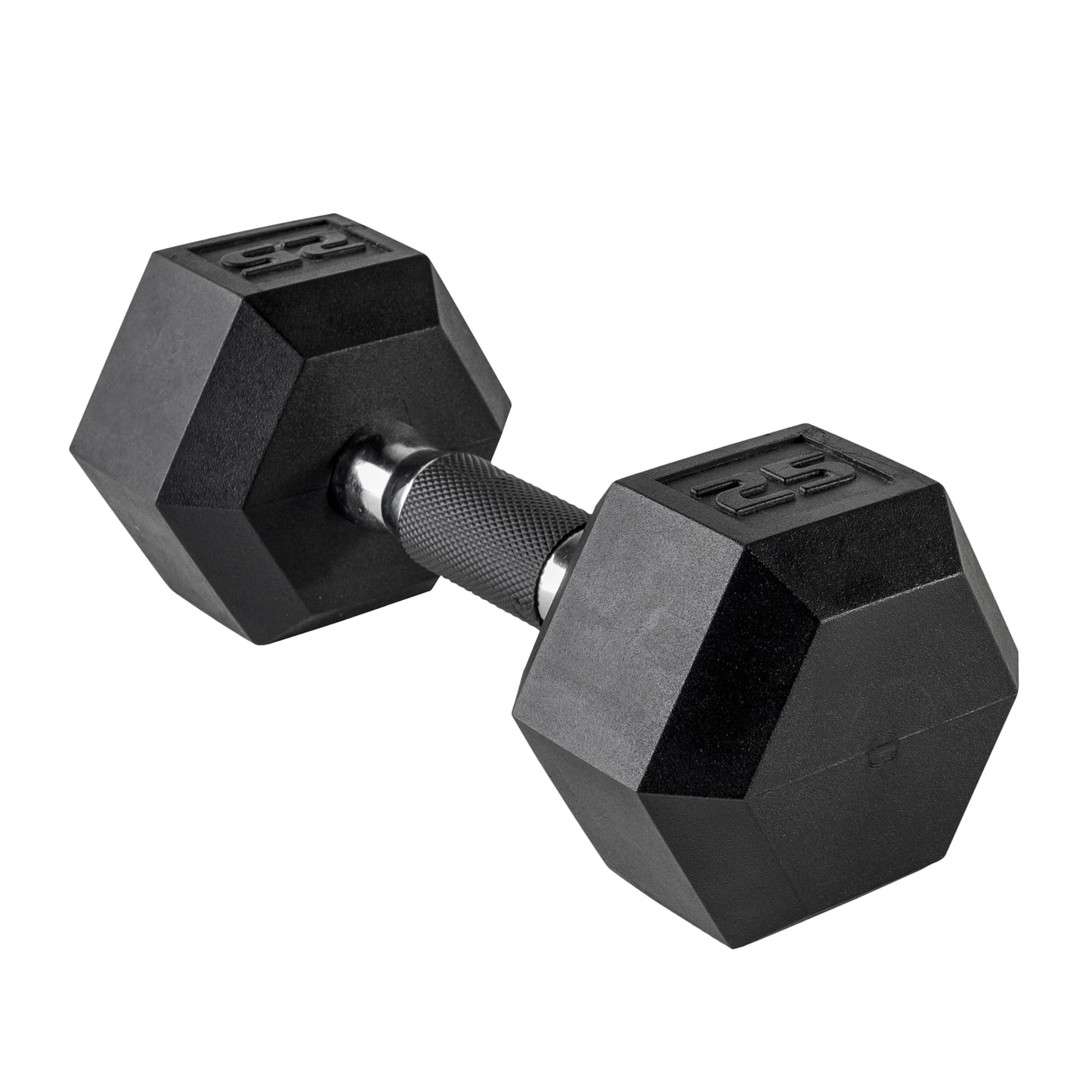 CAP 25 LB Rubber Coated Hex Dumbbell Weight, Rubber Free Weights for Home Gym Strength Training, Comfort Grip Handle, Single