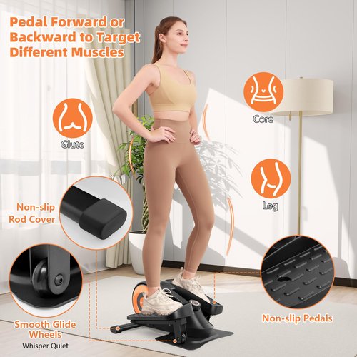 ANCHEER Under Desk Elliptical Exercise Machine,Standing or Seated Ellipse Leg Exerciser with 8 Level Resistance,Portable Exercise Equipment with LCD Display Monitor,Fully Assembled