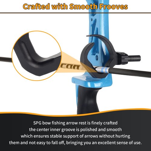 SPG Aluminum Bowfishing Arrow Rest - Anodized and Durable - Adjustable Semi-Open Bow Fishing Arrow Rest Left and Right Hand Use for Compound Recurve Bow Fishing Accessories