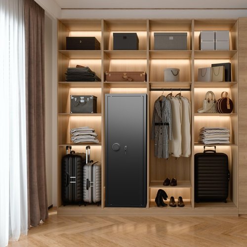 INTERGREAT 12-15 Rifle Gun Safe, Gun Safes for Home Rifle and Pistols, Digtal Keypad Rifle Safes for Home with 3 Removable Gun Racks and 4 Pistol Storage Pockets, Alarm System, Anti-Tip Design