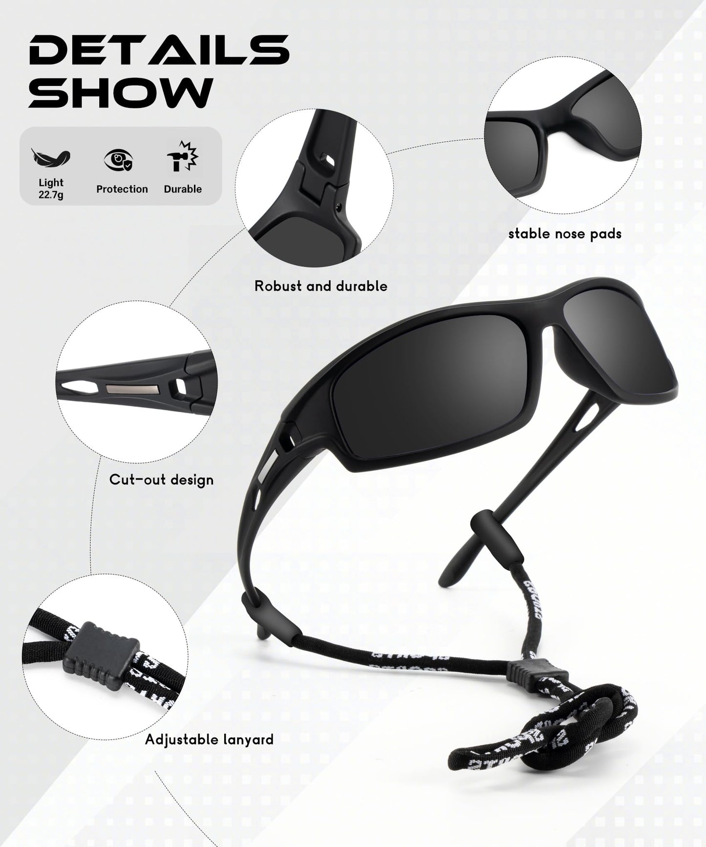 OUKEMAX Polarized Sunglasses Men Sports-Sunglasses: Wrap Around Sun Glasses for Running Cycling Golf UV Protection 3 Pack