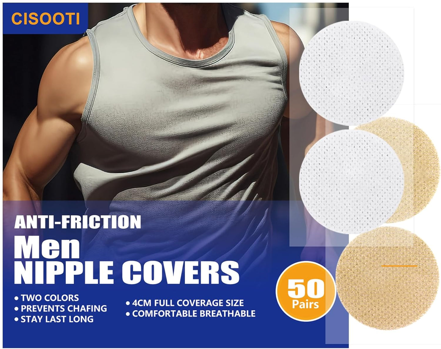 100 Pairs(200 Pieces) Men's Nipple Cover, Hide Nipple Tape, Anti-Chafing Nipple Covers for Sport and Daily Wear