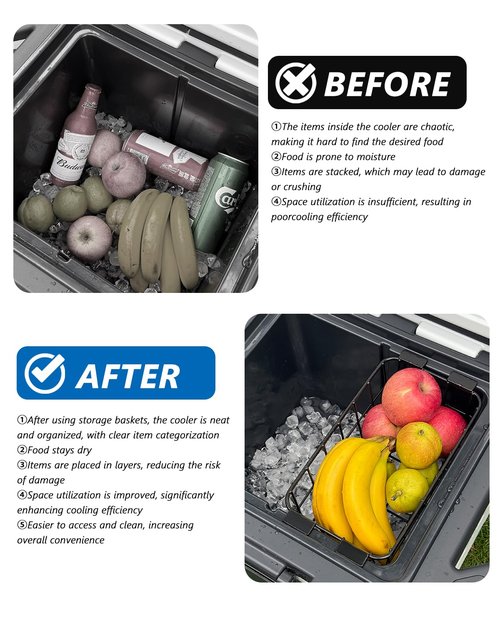 Cooler Basket for Ninja FrostVault 30qt Hard Cooler & Wheeled Cooler - Heavy-Duty Organizer Rack for Efficient Storage, Dry-Goods Basket for Perfect for Camping Trips or Outdoor Parties, Black