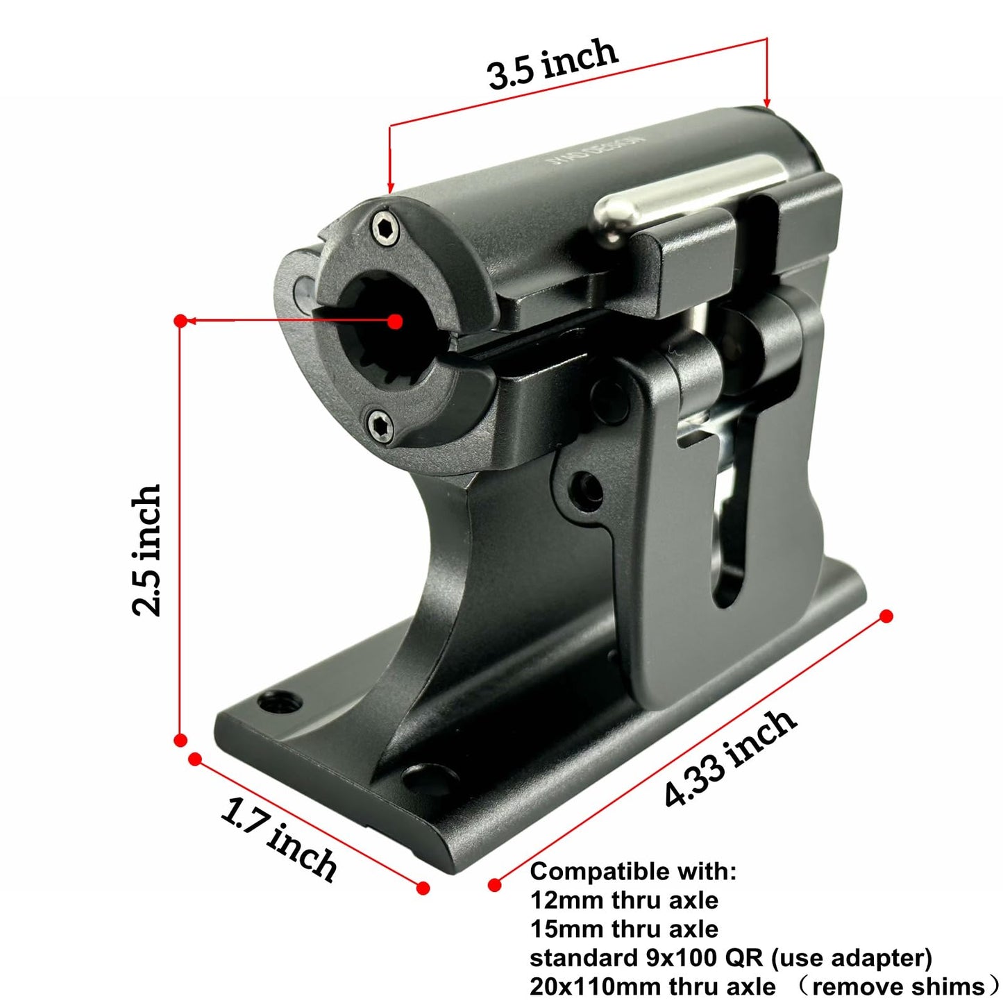 JYAD DESIGN Drop Top Bike Fork Mount Compatible with 12mm and 15mm Thru Axle Bicycles – Perfect for Mini Van, Camper, SUV & Pickup Truck
