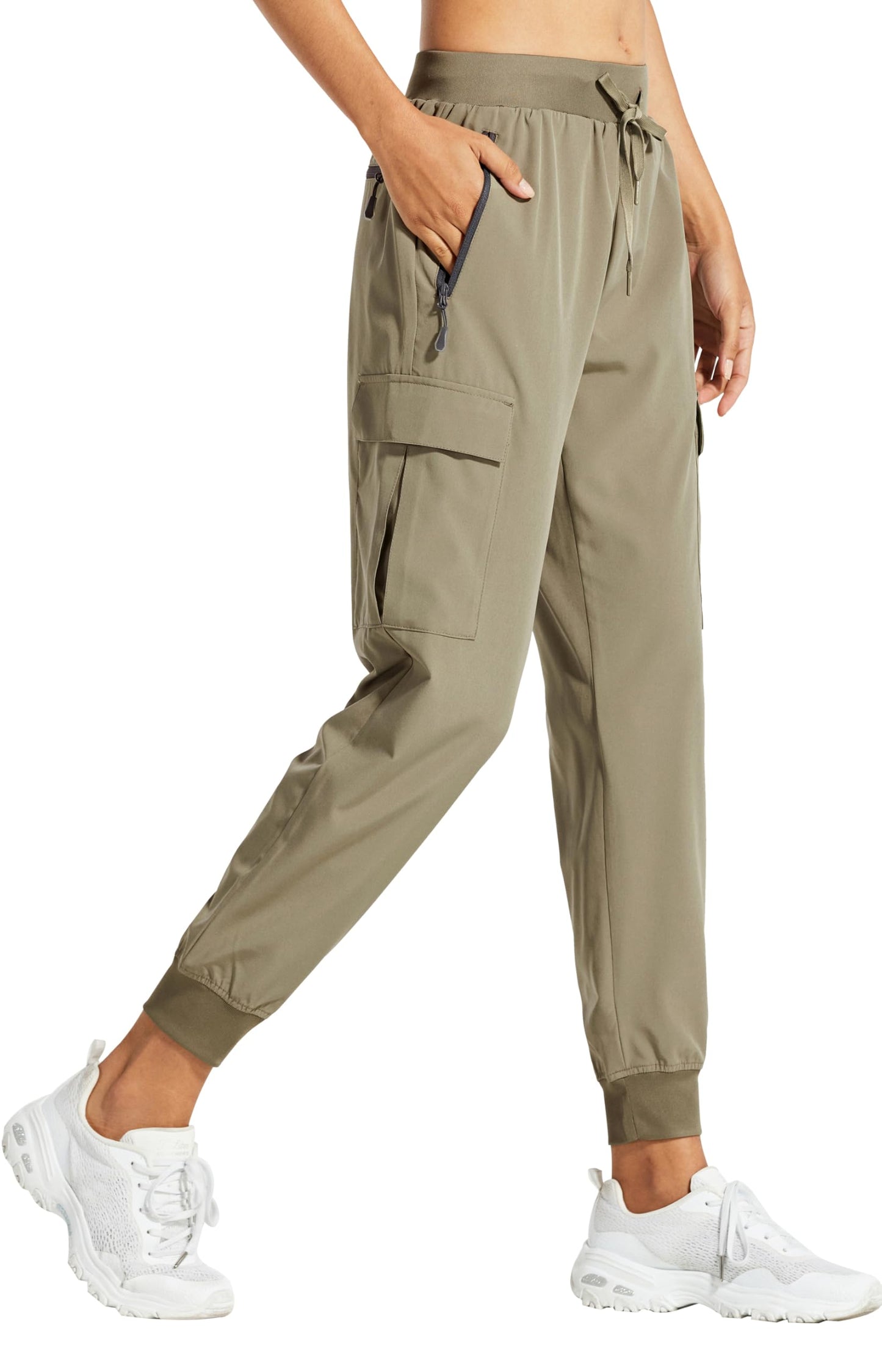 Libin Women's Cargo Joggers Lightweight Quick Dry Hiking Pants Athletic Lounge Casual Travel, Khaki XXL