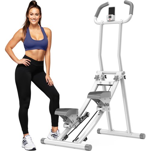 Winfita Stair Stepper for Home Gym Exercise, Stair Climber for Full Body Workout with Adjustable Handlebar & Pedals, Compact Foldable Vertical Cardio Exercise Climber with LCD Display (White)