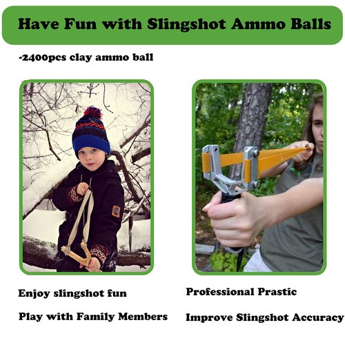 Timbocca Slingshot Ammo 3/8 Inch, 2600g Biodegradable Clay Sling Shot Ammo Ball, Come with Ammo Pouch