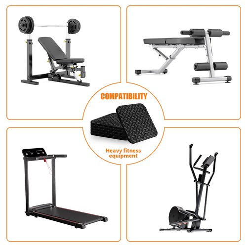 6pcs Treadmill Mat Pads,4x4 Inch Silicone Treadmill Mat,Double-Sided Non-Slip Walking Pad Mat,Shock-Absorbing Exercise Equipment Mat,Suitable for Treadmills, Elliptical Machines, Exercise Bikes