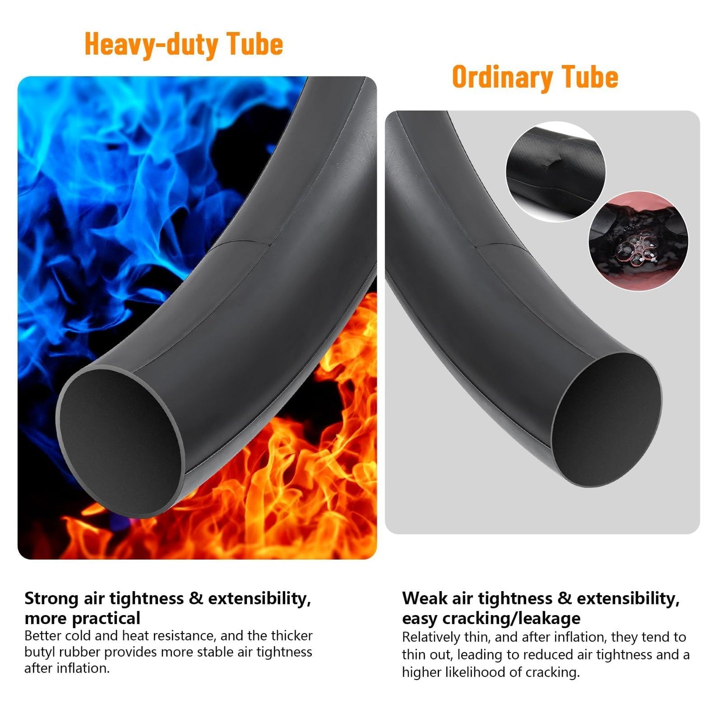 2-PCS 26" Heavy Duty Bike Tubes 26x1.75/1.95/2.125/2.25 AV Schrader Valve (45/57-559) 26" Bicycle Tube Compatible with 26 x 1.75 26x1.95 26x2.0 26x2.10 26x2.125 26x2.20 26x2.25 Tire Tubes