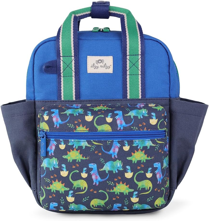 Itzy Ritzy Toddler Backpack - Daycare Bag - Features Adjustable Shoulder Straps, 2 Side Pockets & Spacious Interior with Wipeable Fabric Lining & Name Label, Strawberry Backpack