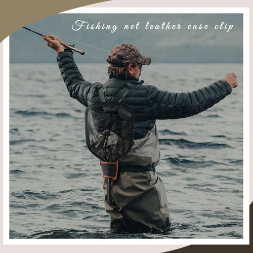 Chunful Fly Fishing Net Holder Adjustable Belt Mounted Landing Net Holster for Fishnet and Racquet