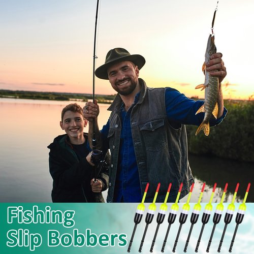 VioraWhite 20 Pcs Fishing Floats Bobbers Spring Oval Stick Slip Floats Balsa Wood High Visibility and Sensitive for Crappie Catfish Trout Panfish Walleye Fishing(1.7″x0.59″x5.7″,Yellow Cylinder)