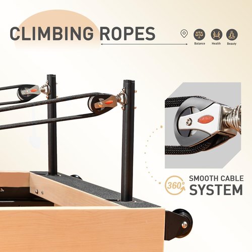 Faittd Foldable Pilates Reformer & Equipment - Pilates Reformer Workout Machine for Home Gym with Reformer Accessories, Reformer Box, Padded Jump Board - Up to 300 lbs Weight Capacity