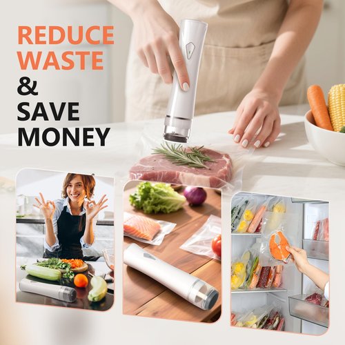 Kayiant Vacuum Sealer Set (Vacuum Sealer Machine + 40 Bags) Powerful Handheld Vacuum Sealer with Visual Water Tank, Waterproof Compact Protable 10X Preservation & Fresh