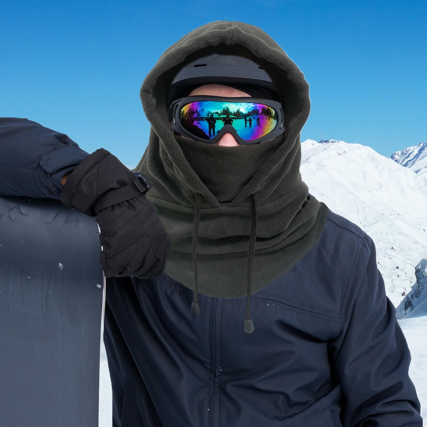 Ski Mask for Men Women Fleece Thermal Cold Weather Balaclava Soft with Drawstring Outdoor Sports Working Winter Face Masks Black