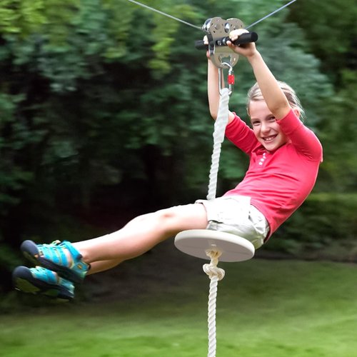 Fologtoo Zipline Pulley, Heavy Duty 304 Stainless Steel Zipline Trolley, Reinforced Safety Handle for Backyard Zipline, Hauling, Suitable for 1/4 to 1/2 Inch Steel Cable, 1100 lbs Working Load Limit