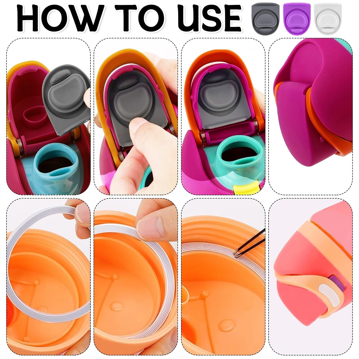 ZONBBEE 3 Sets Replacement Seal Stopper and O Ring Gasket Compatible with Owala FreeSip 24oz 32oz,Water Bottle Lid Insert Cap Rubber Seal Parts for Owala 16/19/24/32/40oz Mouth Piece Accessories Z3K8