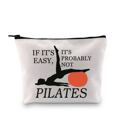XYANFA Pilates Makeup Bag Pilates Lover Gift Coach Trainer Gym Gift Pilates Instructor Cosmetic Bag If It's Easy It's Probably Not Pilates (PROBABLY NOT PILATES)
