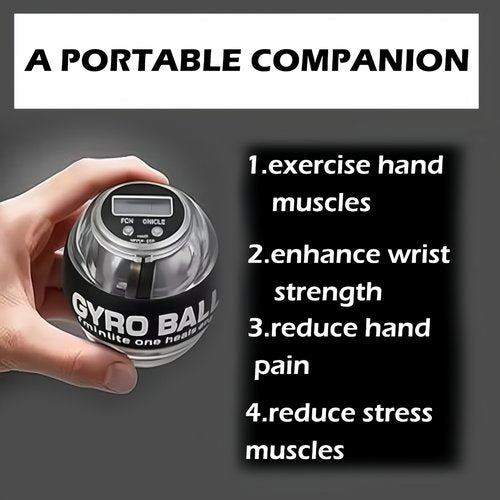 Curaball Hand Exerciser, Hand Exerciser with Counter Hand Balls Auto-Start Gyroscopic Wrist Exercise Ball with Led Lights, Features 5 Light Modes for Strengthen Arms, Fingers & Muscles (Plastic type)