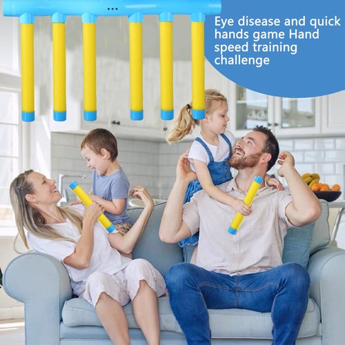 qczoyp Reflex Challenge Game : Reflex Test Game Falling Sticks, Hand Eye Coordination Reaction Time Training, Reflex Training Drop Sticks, Catching Sticks Game Test Your Reflexes Game (Blue)