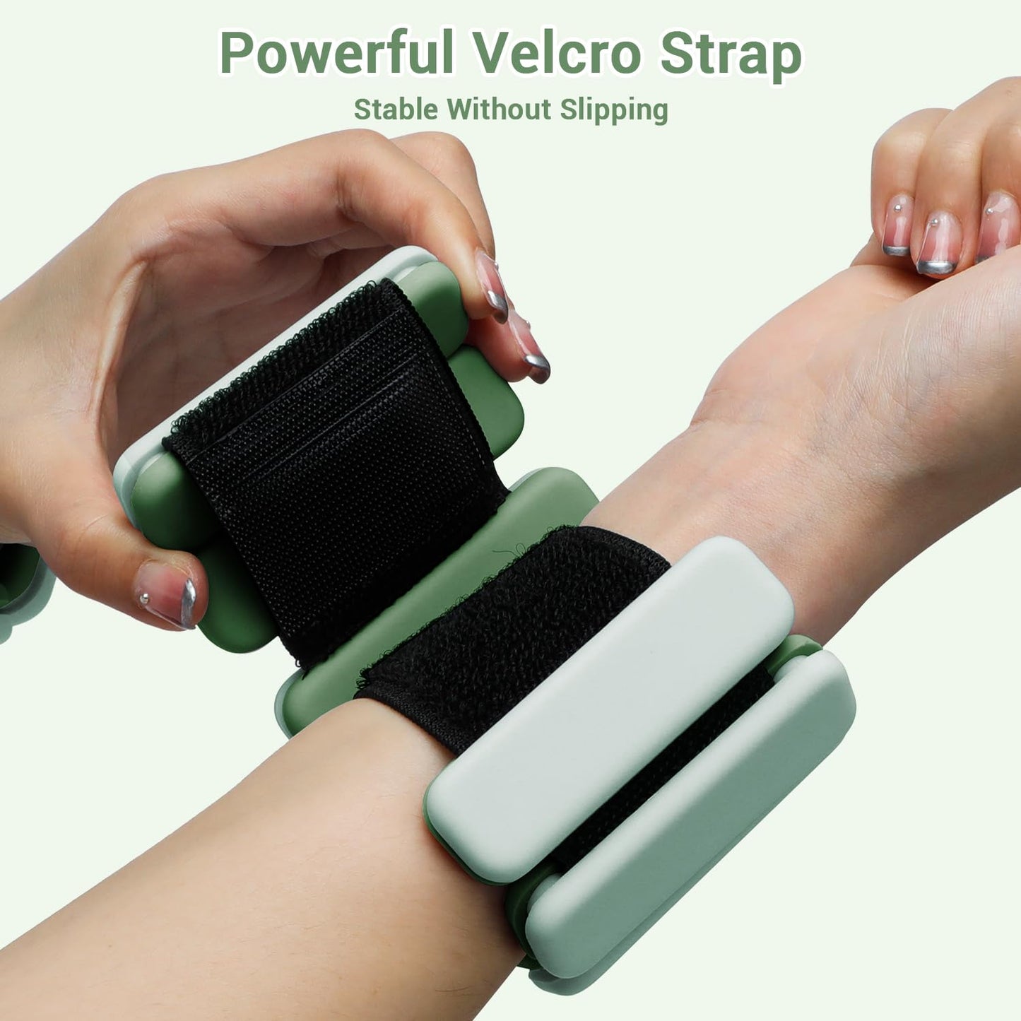 Sportneer Wrist & Ankle Weights for Women Men - 1 Pair (1 lb/2 lb Each) | Adjustable Weighted Bracelet Silicone Bangles for Yoga, Dance, Pilates, Cardio, Aerobics, Gym, Pool Exercises and Jogging (Cool Matcha, 1 LB x 2)