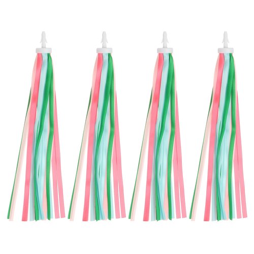 MECCANIXITY Bike Streamers Colorful Bike Tassels Scooter Handlebar Streamers Bicycle Tassel Ribbon for Bicycle Tricycle Handles Accessory (Green, Pack of 4)