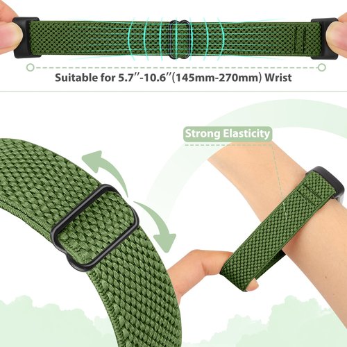 Bcuckood 5 Pack Elastic Nylon Watch Bands Compatible for Fitbit Charge 6/Fitbit Charge 5, Adjustable Breathable Replacement Stretchy Nylon Loop Wristband Sport Strap for Women Men