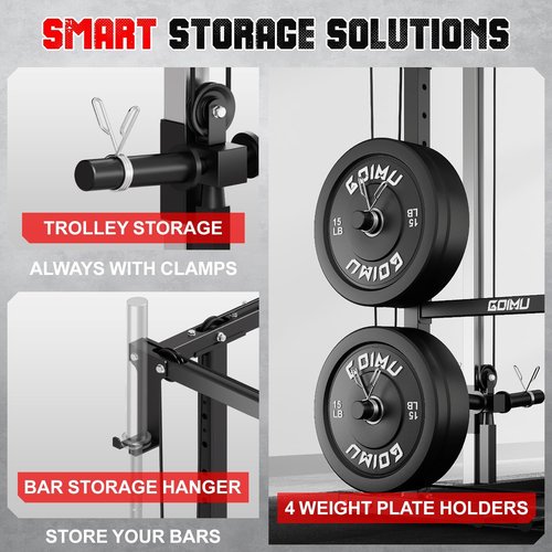 Goimu R1-V4 Power Cage Rack, 2000LB Squat Rack with Cable Crossover System, Multi-Function Weight Cage, Home Gym Workout Machine with More Training Attachments (R1-V4-Power Cage RD)