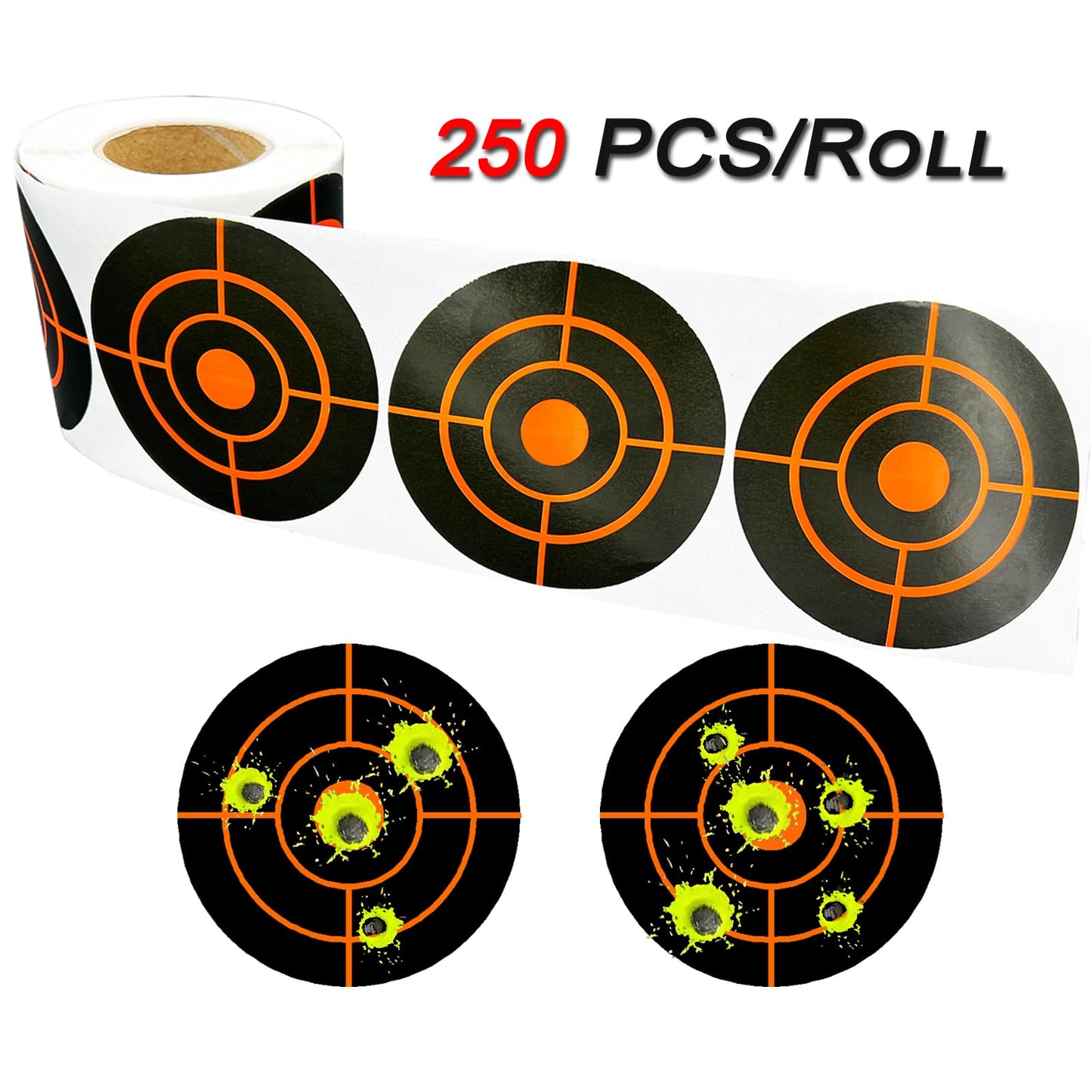 3 Inch 250Pack Splatter Target Stickers,Shooting Targets, Circular Self Adhesive Splatter Targets, Yellow Instantly Visible, Suitable for BB Gun, Pellet Gun, Rifle, Airsoft Shooting Practice