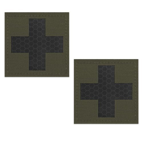PETAC GEAR Medical Cross Patch 2" x 2", Medical Tactical Fastener Patch Hook-Fastener Backing (2 Pcs, RG)