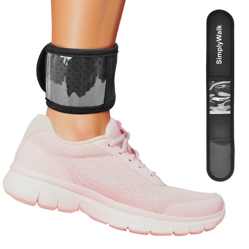 SimplyWalk Ankle Band(Size X-Large) for Large Fitness Pedometer, (Counter NOT Included) Soft Wear Ankle Band with Transparent Pouch for Step Counter (Pedometer Not Included) (Black)