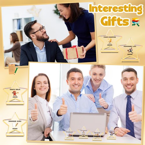 Cinnvoice 25 Pcs Funny Appreciation Awards Gifts Bulk Clear Acrylic Thank You Trophies Reward Plaque Motivational Small Employee Appreciation Gifts for Team Office Coworker Recognition(Star)