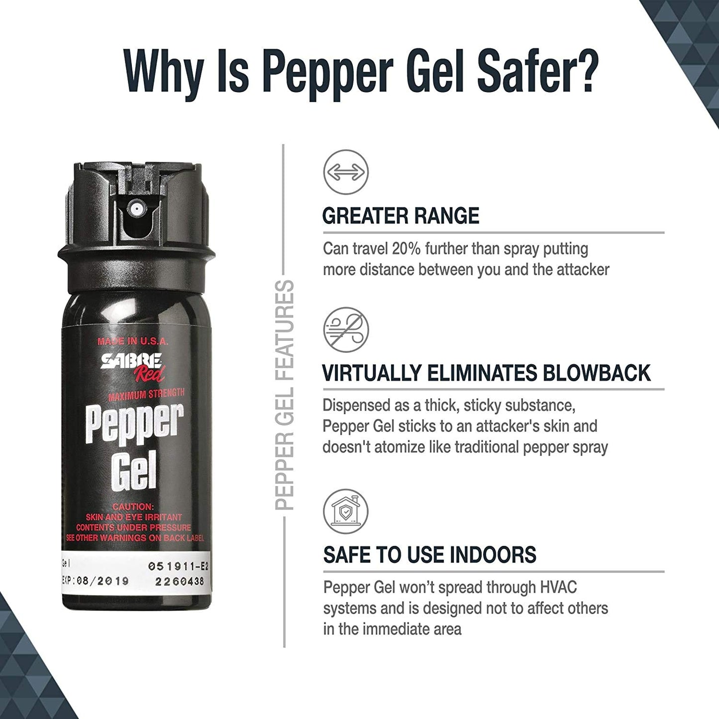 Sabre Red, Tactical Series - Pepper Gel OC Spray w/Belt Clip (1.8 oz)