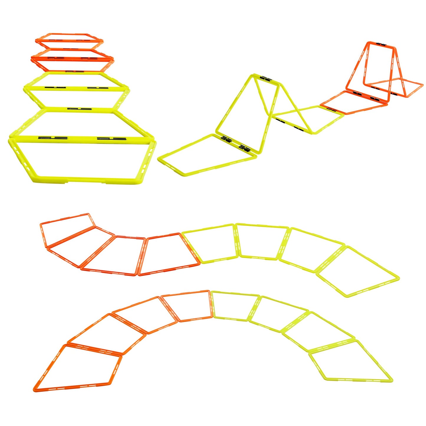 ZUKAM Trapezoid Agility Rings for Speed Training & Agility Footwork Training Speed Hurdles Ladder with Carrying Bag (6 Rings)