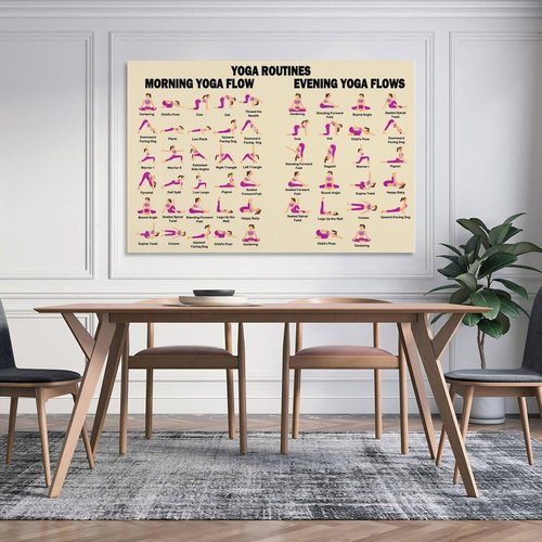 FOLIUMK Yoga Poses Poster Yoga Beginner Workout Chart Home Fitness Decor12x18inch(30x45cm)