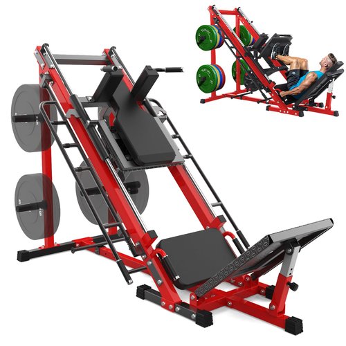 GAOMON Leg Press Hack Squat Machine Combo, Professional Leg Press Machines for Home Gym, Specialty Leg Press Machine for Full Lower Body Workout with Linear Bearing and Calf Block, Red