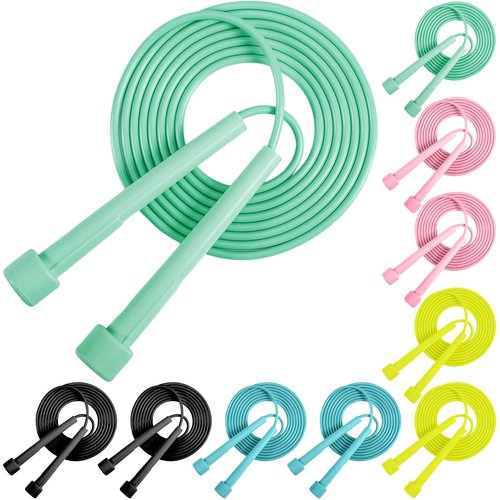 Vyndicca 10 Pack Jump Ropes for Kids, PVC Skipping Rope with Plastic Handles, Adjustable Jumping Ropes, Lightweight Speed Rope for Women Men Outdoor Fitness Exercise Training Racing, 5 Colors
