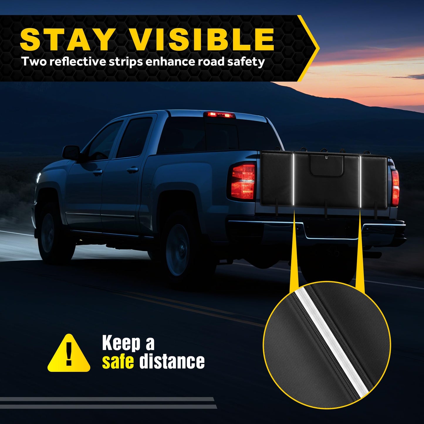 Bumbee Tailgate Bike Pad for 5 Mountain Bikes, with Rear Camera Window, Reflective Strips and 2 Tool Pocket