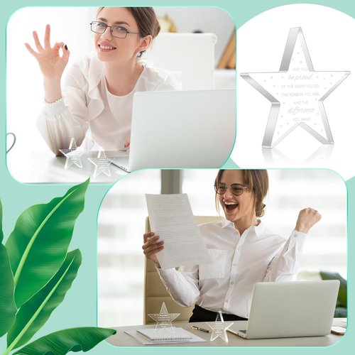Huquary Employee Appreciation Awards for Coworker Employee of The Month Trophy Acrylic Thank You Gift Bulk Be Proud of The Work You Do Keepsake for Retirement Farewell(24 Pcs,Star)