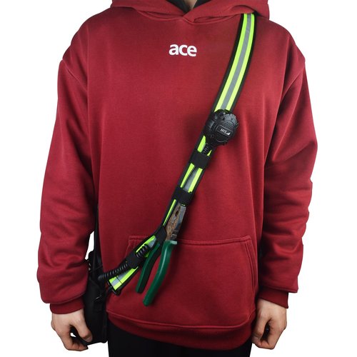 High-Visibility Reflective Shoulder Strap for Two-Way Radio Holster, Convert Clip-On Holster to Crossbody Carry, Mic Cable Management & Secure Clip Holder, Adjustable with Heavy-Duty Hook Clips